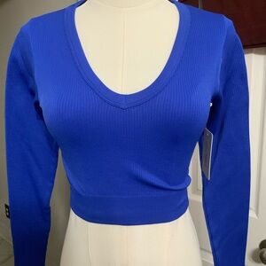 GB Juniors Vibrant Blue Women's Ribbed Long Sleeve Top